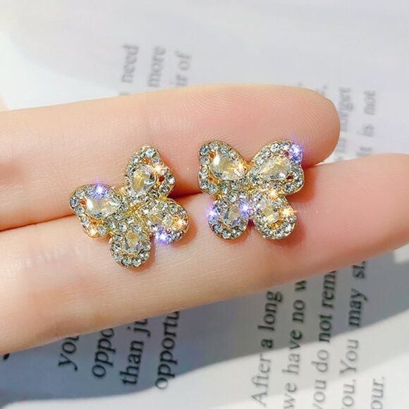 🔥 Classic Butterly CZ Wedding Stud Earrings for Women, FB16FA1094 - Picture 1 of 7